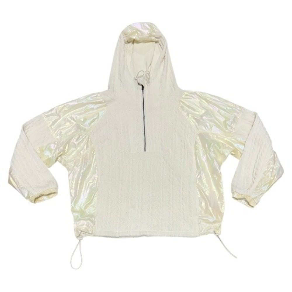 Free People Movement Knit 1/2 Zip Sweetest Pulllover Sweater Ivory Iridescent L - Picture 4 of 8